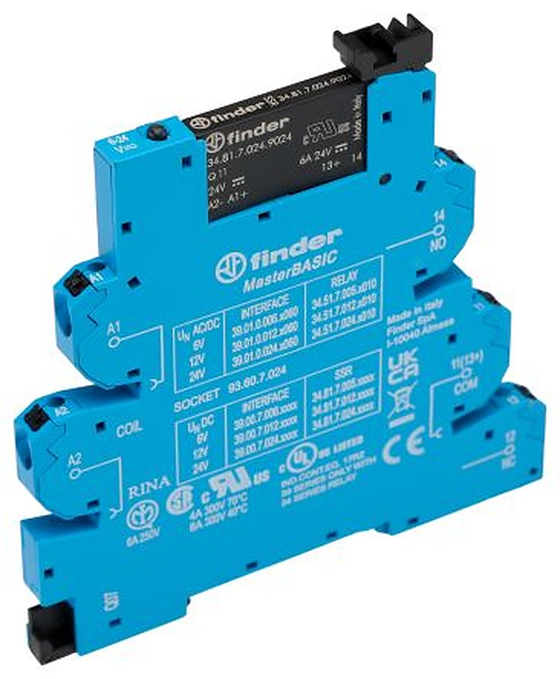 Finder Solid State Interface Relay, Control:26.4V DIN Rail Push-in