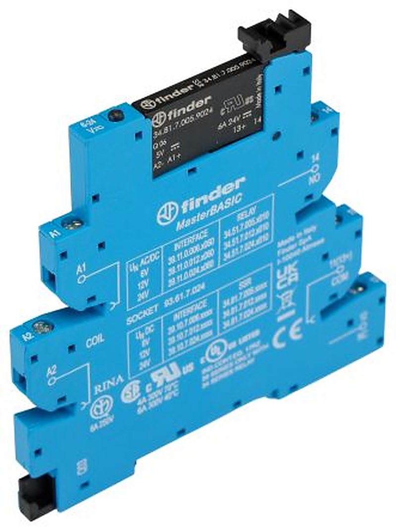 Finder 39 Solid State Interface Relay, Control:6.6V DIN Rail Screw