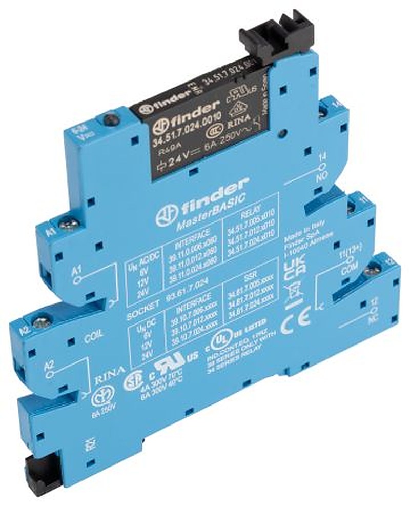 Finder 39 Series Interface Relay, DIN Rail, 24V ac/dc Coil, SPDT, 11mA
