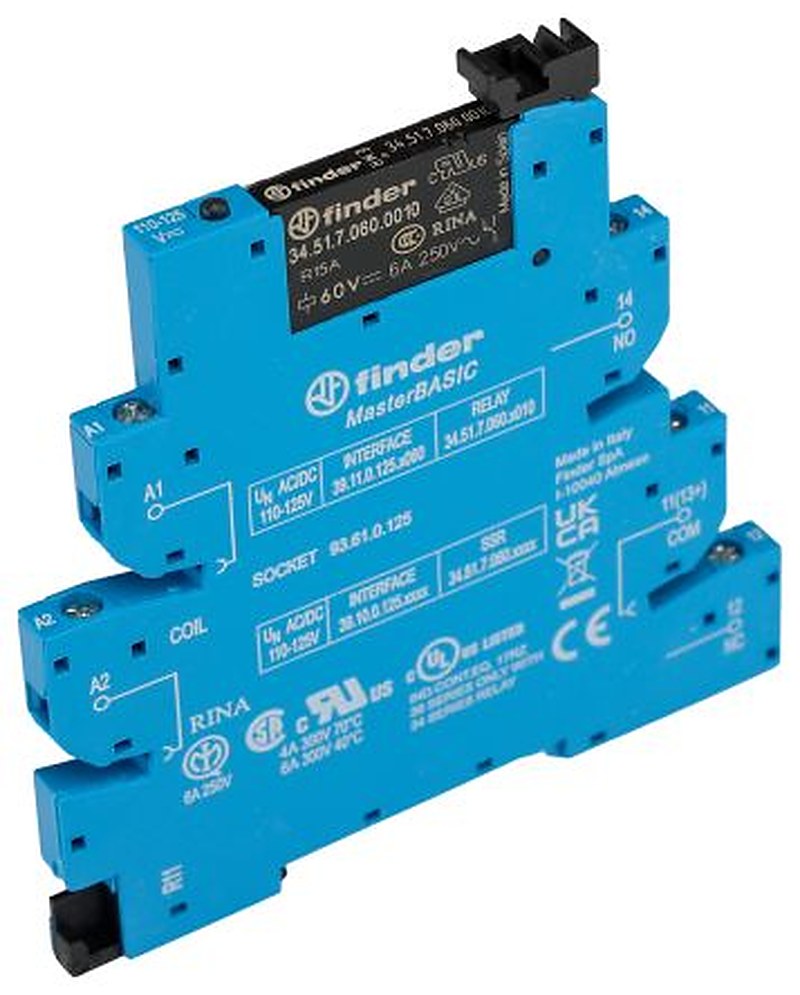 Finder 39 Series Interface Relay, DIN Rail, 110V ac/dc Coil, SPDT, 5.6mA