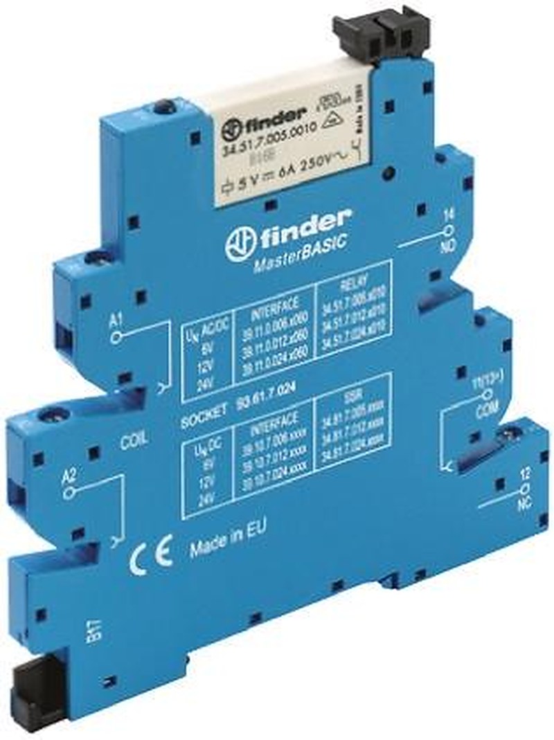 Finder 39 Series Interface Relay, DIN Rail, 24V ac/dc Coil, SPST, 11mA