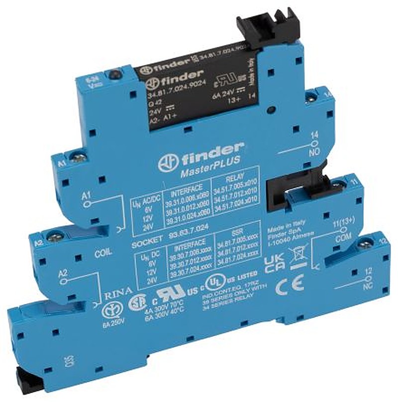 Finder 39 Solid State Interface Relay, Control:26.4V dc DIN Rail Screw