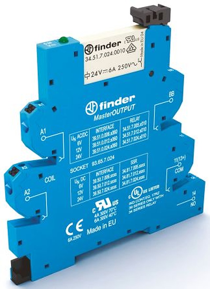 Finder 39 Series Interface Relay, DIN Rail, 12V ac/dc Coil, SPST, 15mA