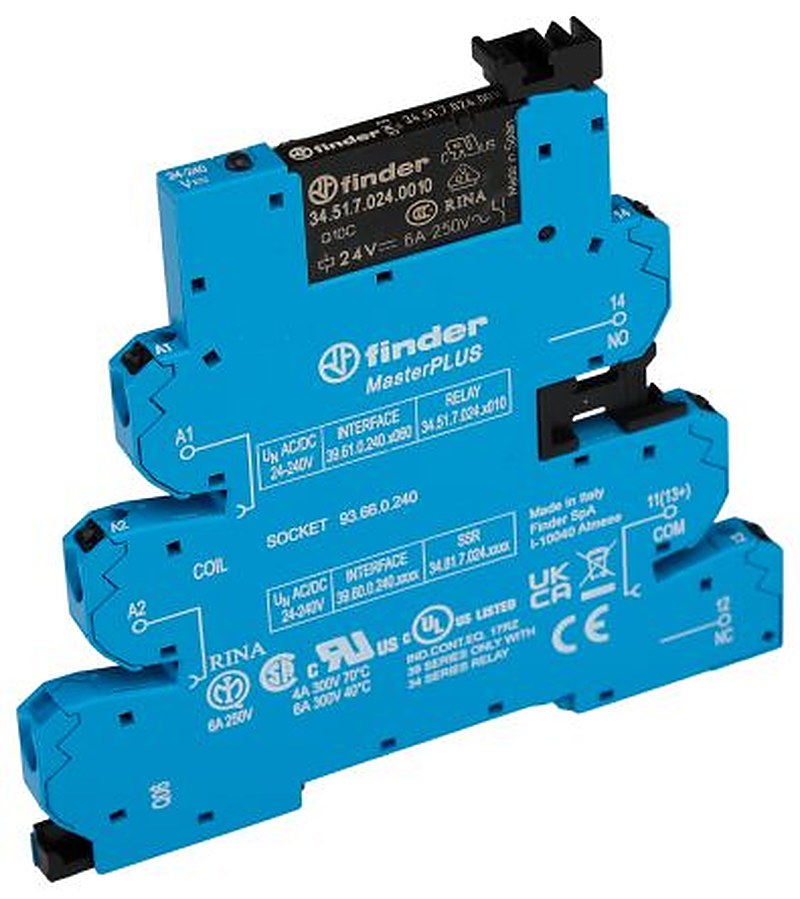 Finder 39 Series Interface Relay, DIN Rail, 240V ac/dc Coil, SPDT