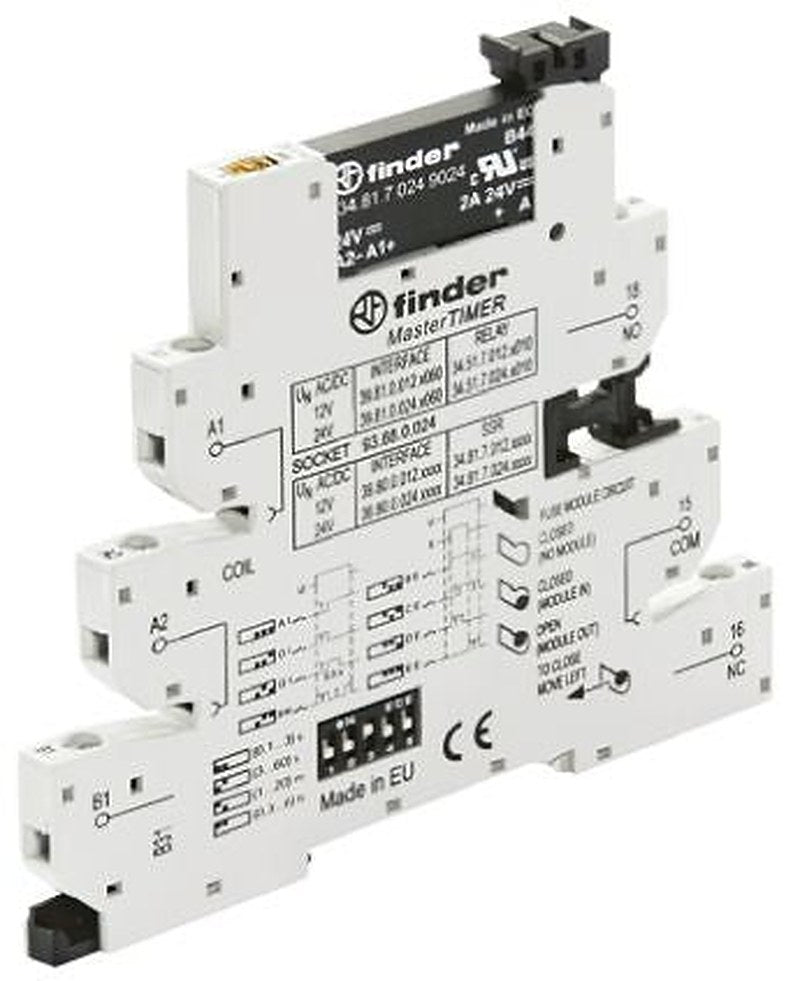 Finder Solid State Interface Relay, Control:26.4V ac/dc DIN Rail Screw