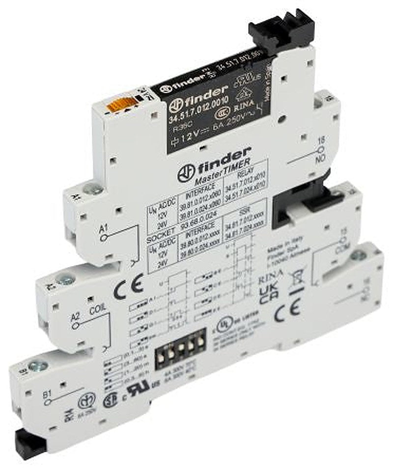 Finder 39 Series Interface Relay, DIN Rail, 12V ac/dc Coil, SPDT, 15mA