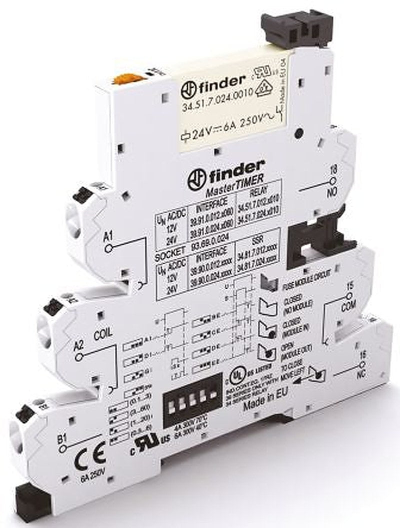 Finder 39 Series Interface Relay, DIN Rail, 24V ac/dc Coil, SPDT, 19mA