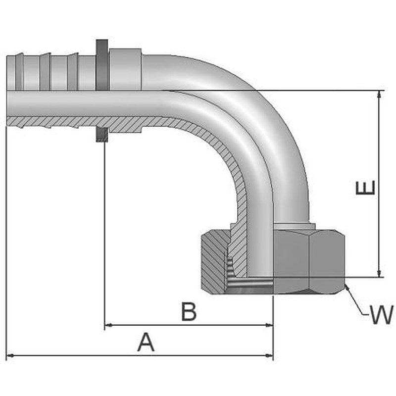 Parker 3C582-10-6 Hydraulic Fitting Female Metric, 90 °, Steel, 0.38 in Hose ID