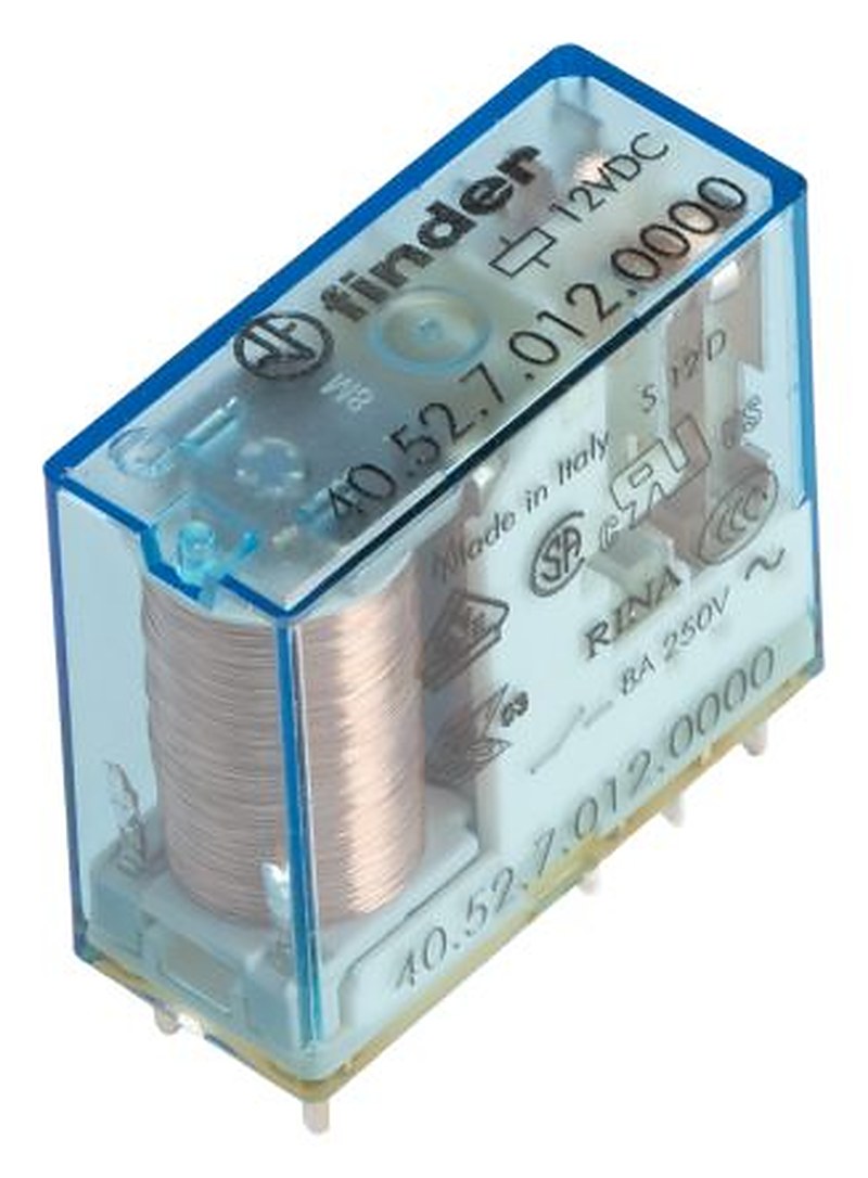 Finder PCB Power Relay, 12V dc Coil, 8A Switching Current, DPDT