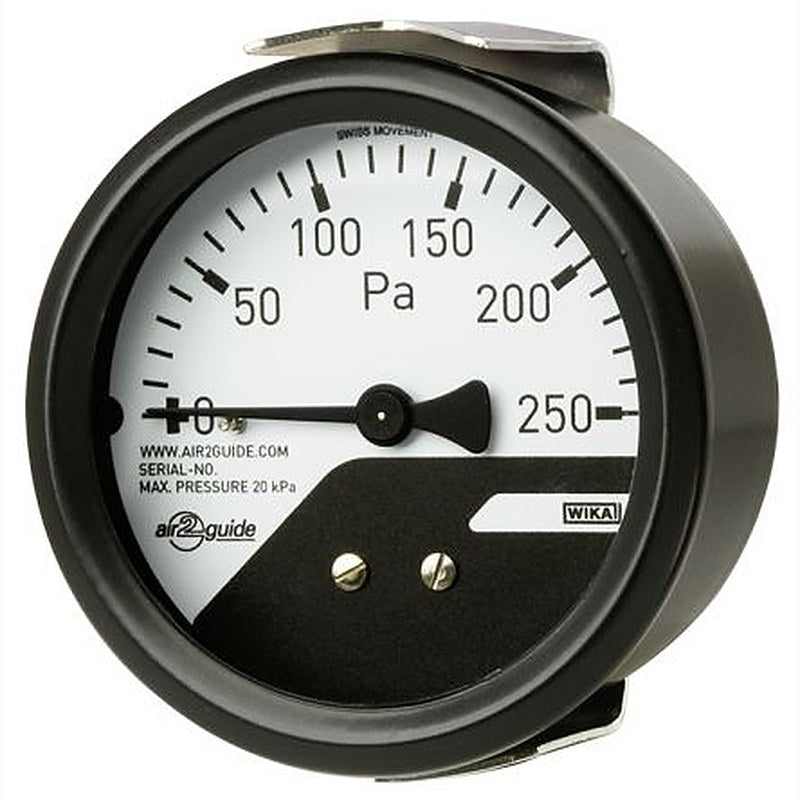 WIKA 4 to 6 mm Differential Pressure Gauge, 63 mm, 750 Pa
