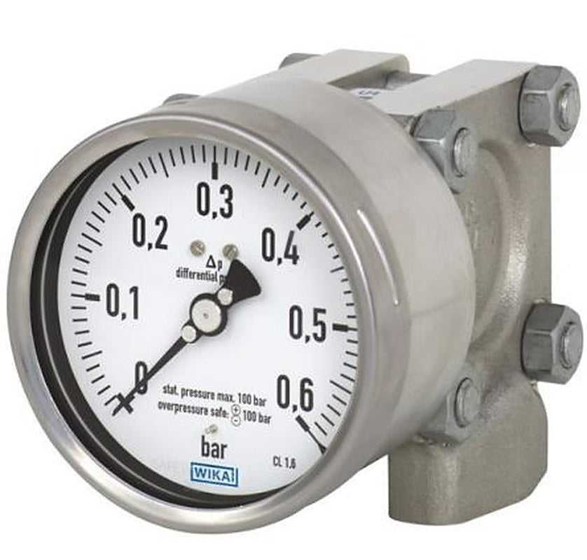 WIKA G 1/4 Differential Pressure Gauge, 100 mm, 16 mbar