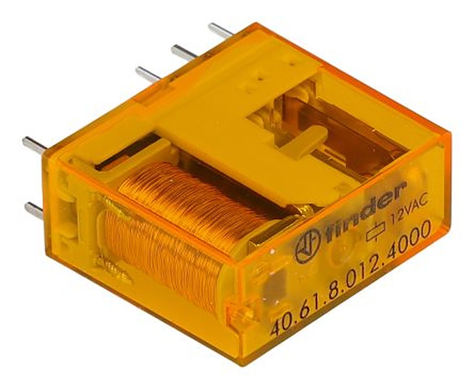 Finder PCB Power Relay, 12V ac Coil, 16A Switching Current, SPDT