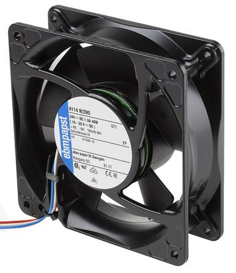 ebm-papst 4100 NH5 - S-Force Series Axial Fan, 24V dc, 390 m³/h, 45 W, 1.875 A Max, IP68, IP54 119 mm 119mm 38 mm