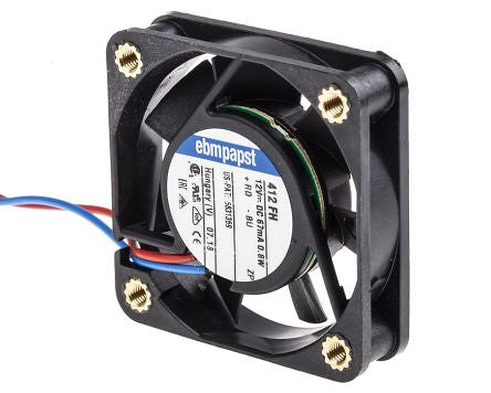 ebm-papst 400 F Series Axial Fan, 12V dc, 9 m³/h, 800 mW, 66 mA Max, IP20 40 mm 40mm 10 mm