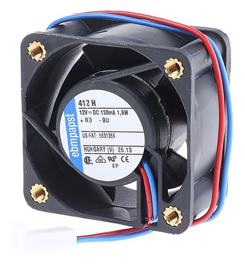 ebm-papst 400 Series Axial Fan, 12V dc, 13.5 m³/h, 1.6 W, IP20 40 mm 20mm 20 mm