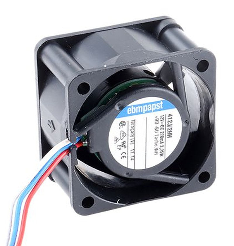 ebm-papst 400 Series Axial Fan, 12V dc, 24 m³/h, 3.3 W, 275 mA Max, IP20 40 mm 40mm 25 mm