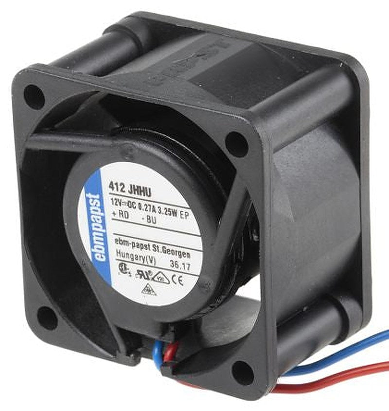 ebm-papst 400 Series Axial Fan, 12V dc, 24 m³/h, 3.3 W, IP54 40 mm 4mm 25 mm