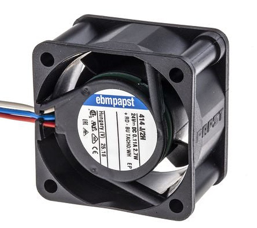ebm-papst 400 Series DC Axial Fans, 24 V dc, 22 m³/h, 3 W, 0.1 A Max 40 mm 40 mm 25 mm