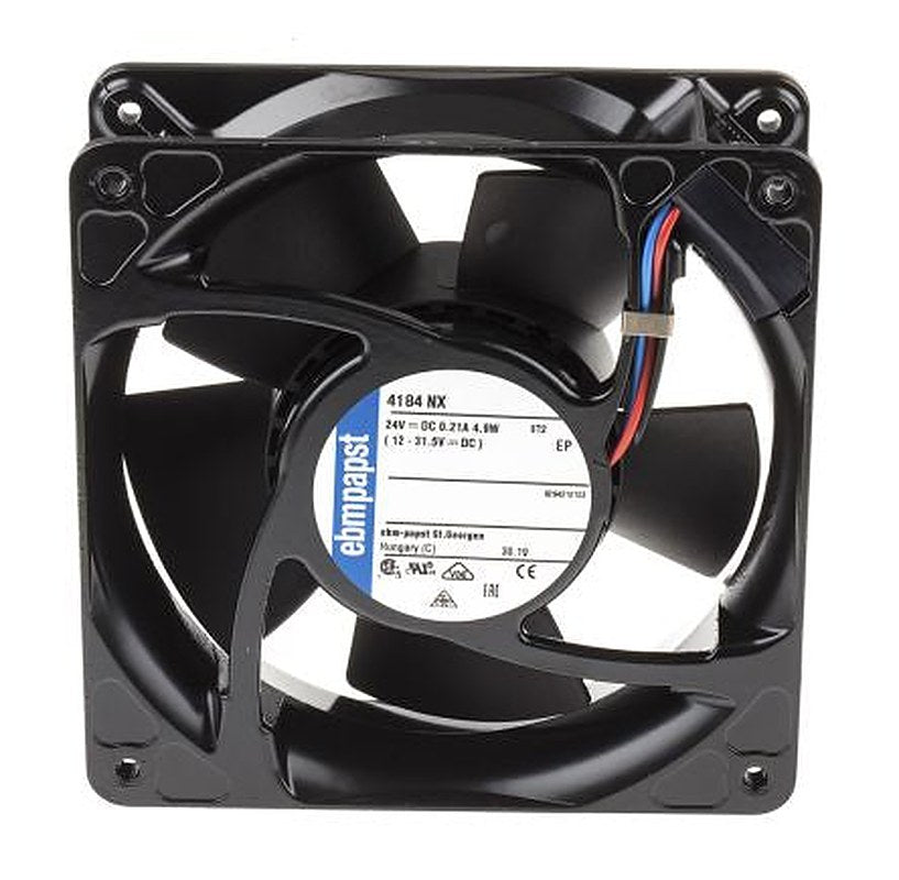 ebm-papst 4100 N Series Axial Fan, 24V dc, 180 m³/h, 4.9 W, IP68 119 mm 38mm 38 mm