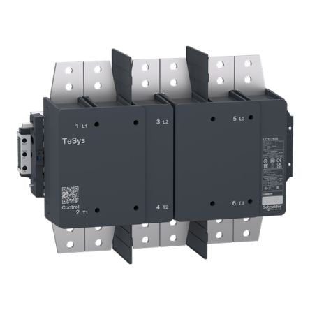 The Schneider Electric Contactor LC1F contactor is designed for resistive load applications and operates under the AC-1 utilization category. It features a 3 pole configuration with 3 normally open contacts for reliable switching. The contactor is rated for a maximum operational voltage of 1000V AC at 50 or 60 Hz and has a rated operational current of 2600A at temperatures below 60°C for AC-1 applications at 440V AC. RoHS compliant IP20 protection rated
