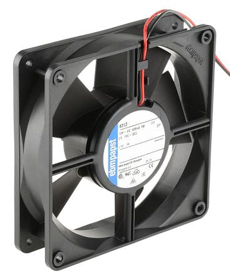 ebm-papst 4300 Series Axial Fan, 12V dc, 170 m³/h, 5 W, 420 mA Max, IP68 119 mm 119mm 32 mm