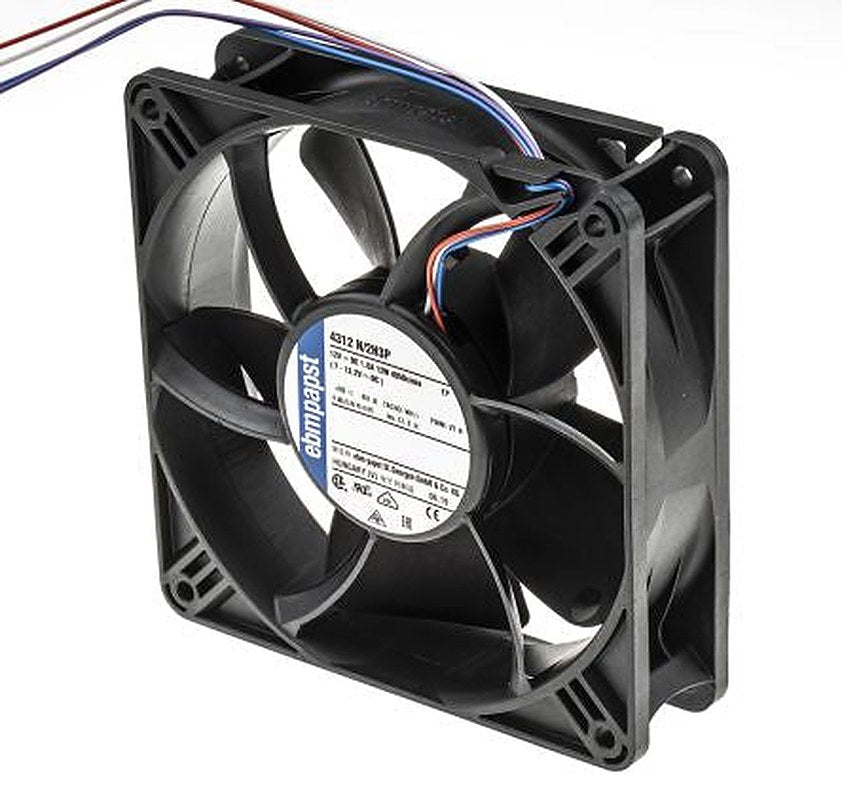 ebm-papst 4300 N - S-Panther Series Axial Fan, 12V dc, 285 m³/h, 10 W, 0.12 A Max, IP68 119 mm 32mm 32 mm