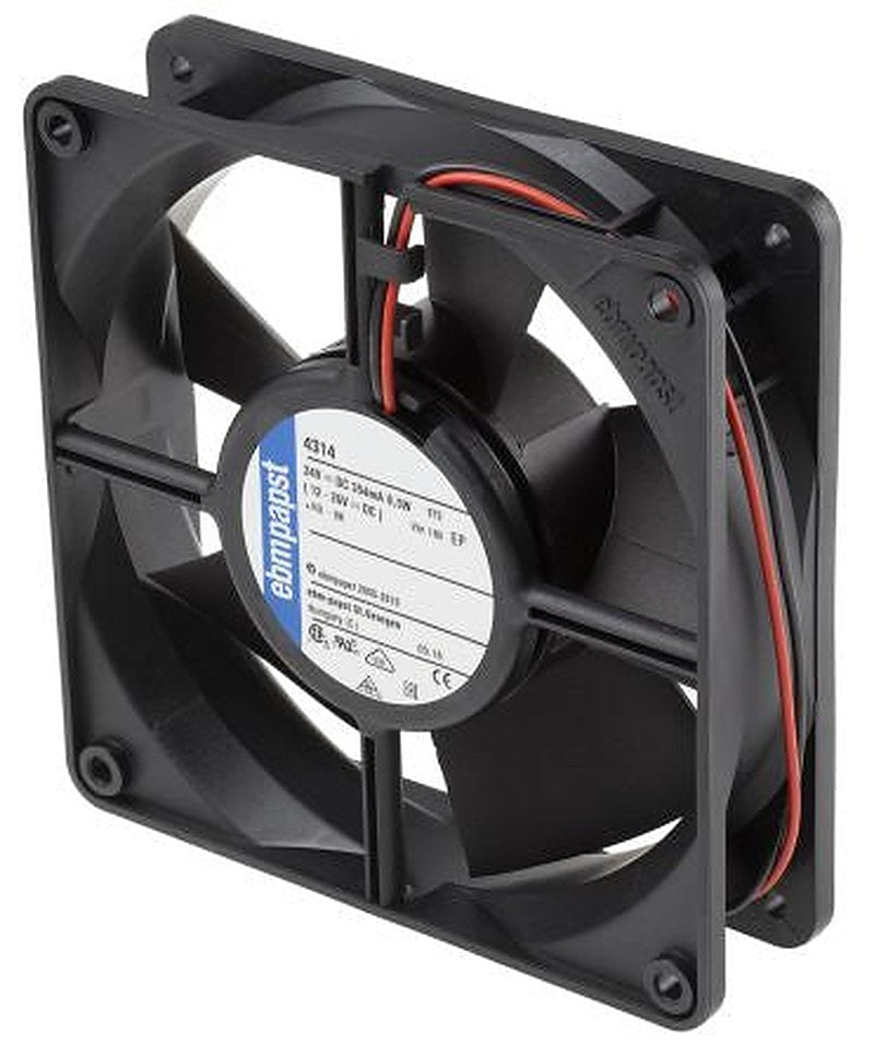 ebm-papst 4300 Series Axial Fan, 24V dc, 204 m³/h, 8.5 W, 354 mA Max, IP68 119 mm 119mm 32 mm