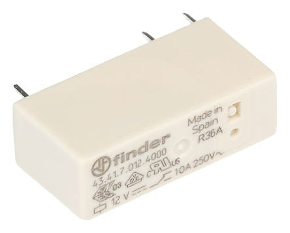 Finder PCB Power Relay, 12V dc Coil, 10A Switching Current, SPDT