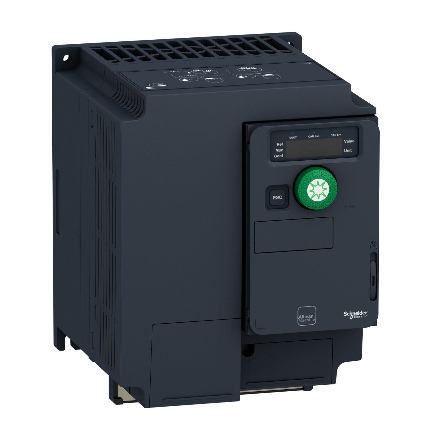 The Schneider Electric Altivar Solar variable speed drive range is designed to improve pump performance and increase pump availability while reducing the total system cost. They are robust, simple to commission, and easily integrated into different machine layouts and cabinets. It controls motors of 4kW/5HP power rating with a three-phase supply voltage of 380 to 500V 50/60Hz. It embeds dedicated functions for synchronous motors, ATV logic, and pumping and safety functions. Altivar Solar VSD integrates the 