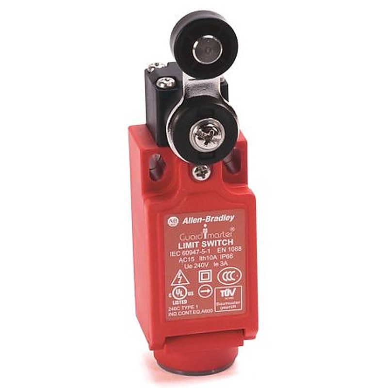 Allen Bradley Short Roller Lever Safety Limit Switch, 1 NO/2 NC, IP66, Polybutylene Terephthalate Housing, 600V, 25mA