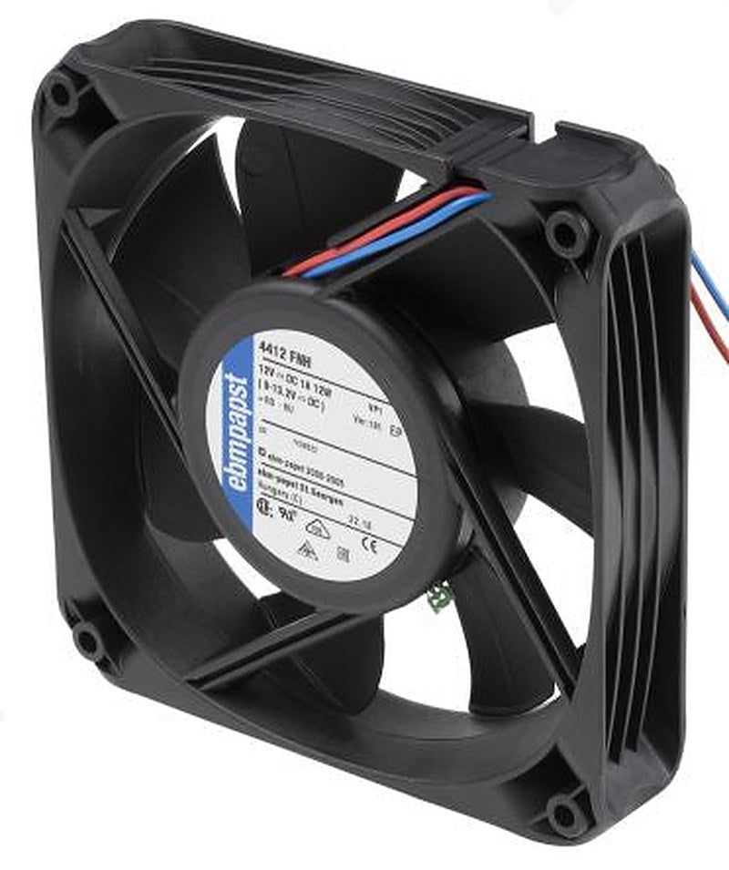 ebm-papst 4400 FN Series Axial Fan, 12V dc, 225 m³/h, 12 W, 1 A Max 119 mm 119mm 25 mm