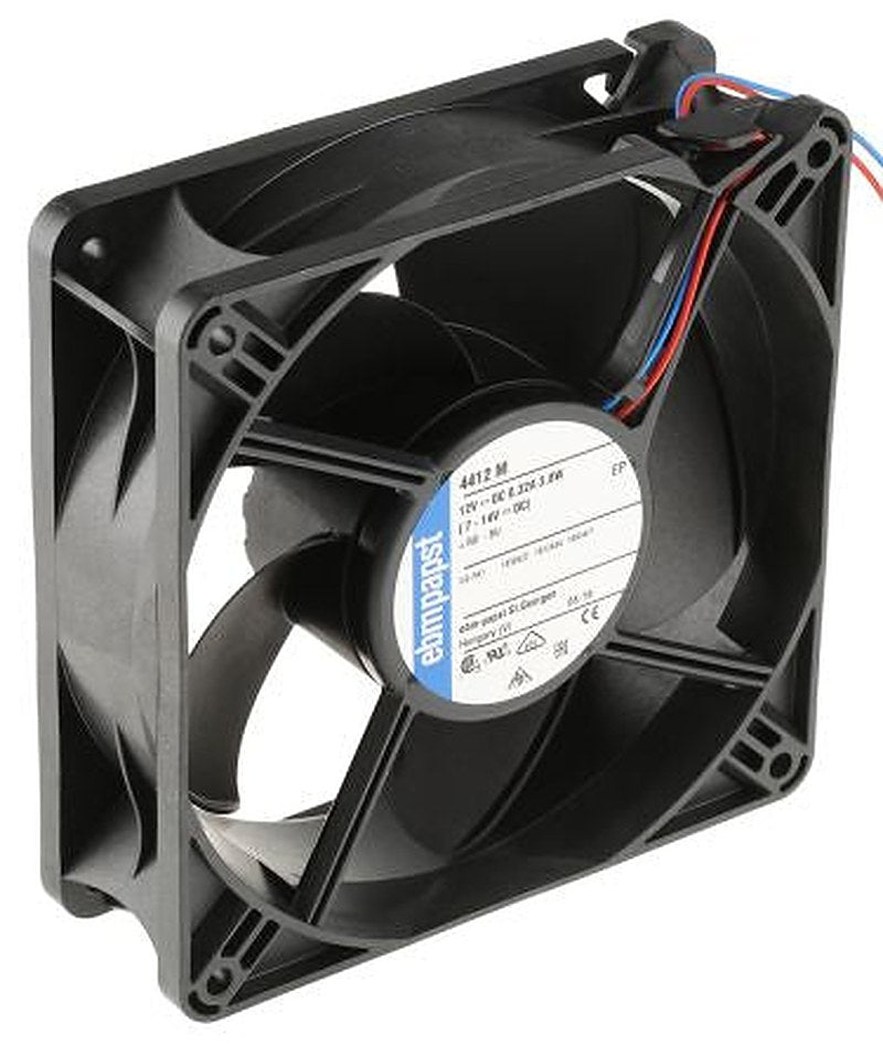ebm-papst 4400 Series Axial Fan, 12V dc, 184 m³/h, 3.8 W, 316 mA Max, IP54 119 mm 119mm 38 mm