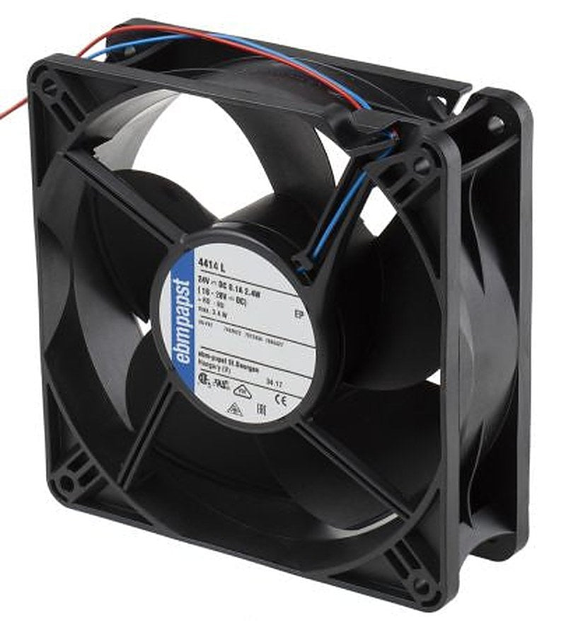 ebm-papst 4400 Series Axial Fan, 24V dc, 150 m³/h, 2.4 W, 100 mA Max, IP54 119 mm 119mm 38 mm