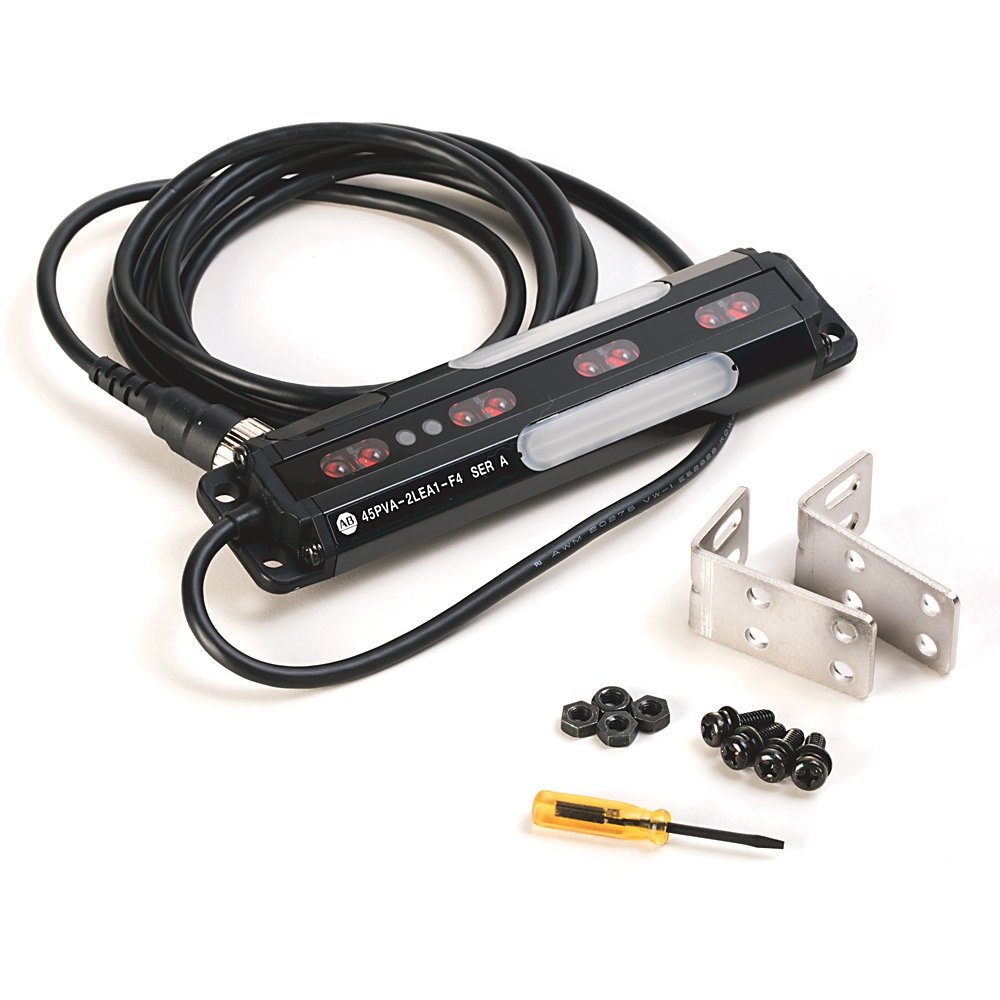 45PVA Parts Verification Array, Visible Red, DC - LO or DO selectable, Sink (NPN) / Source (PNP) Output Selectable, Manual, 225mm (8.9in), 4-pin DC Micro QD on 152mm (6in) pigtail