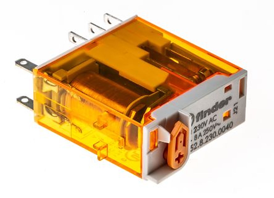 Finder Relay, 230V ac Coil, 8A Switching Current, DPDT
