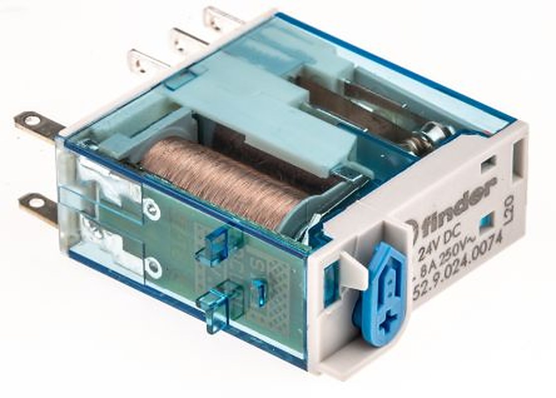 Finder Relay, 24V dc Coil, 8A Switching Current, DPDT