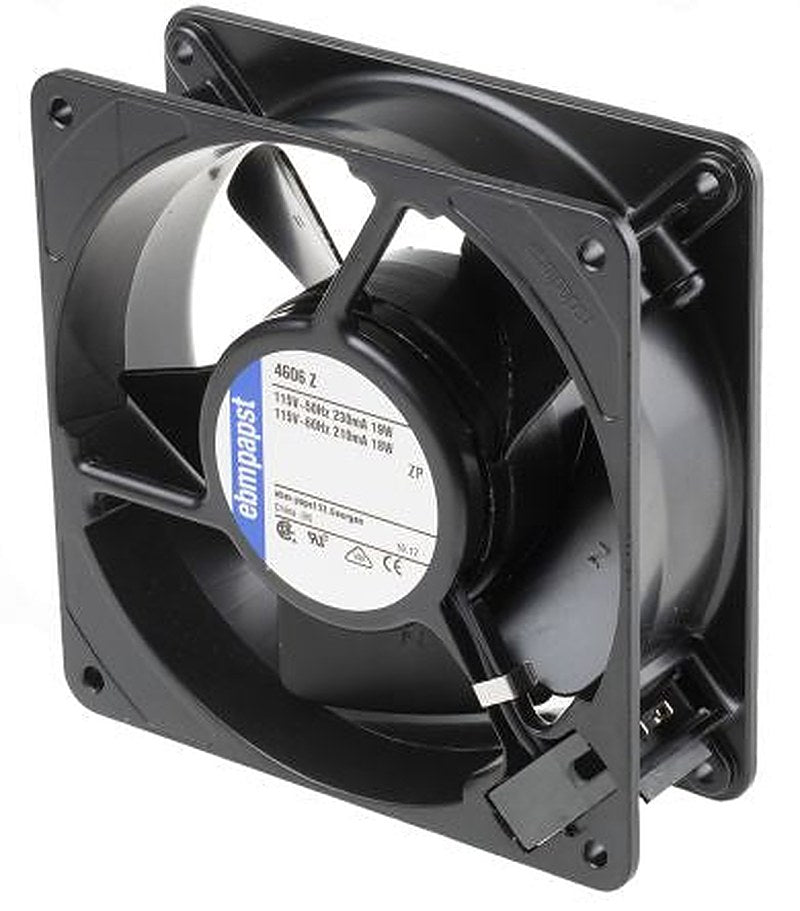 ebm-papst 4000 Z Series Axial Fan, 115V ac, 180 m³/h, 18 W, IP20 119 mm, 119mm, 38 mm