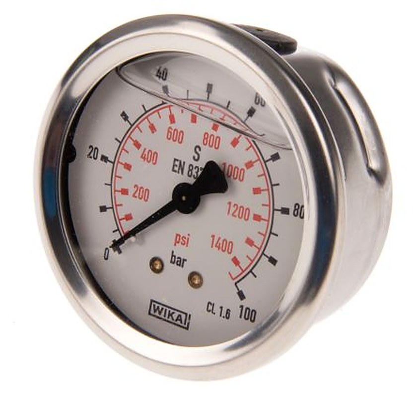 WIKA G 1/4 Pressure Gauge, 63 mm, 100 bar, UKAS