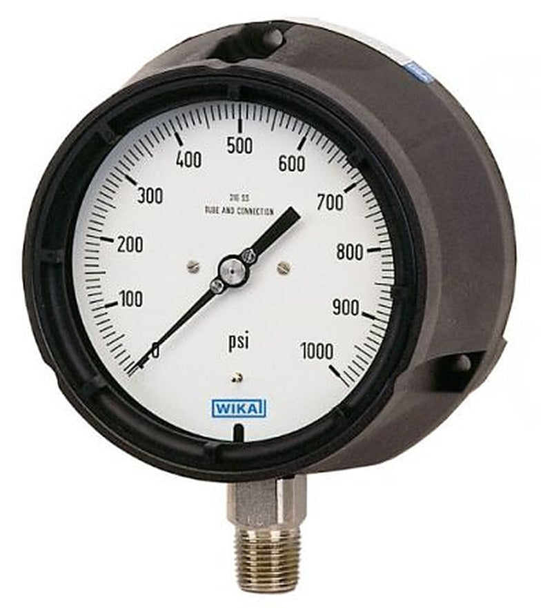 WIKA 1/2 in NPT NPT Pressure Gauge, 4.5 in, 100 psi
