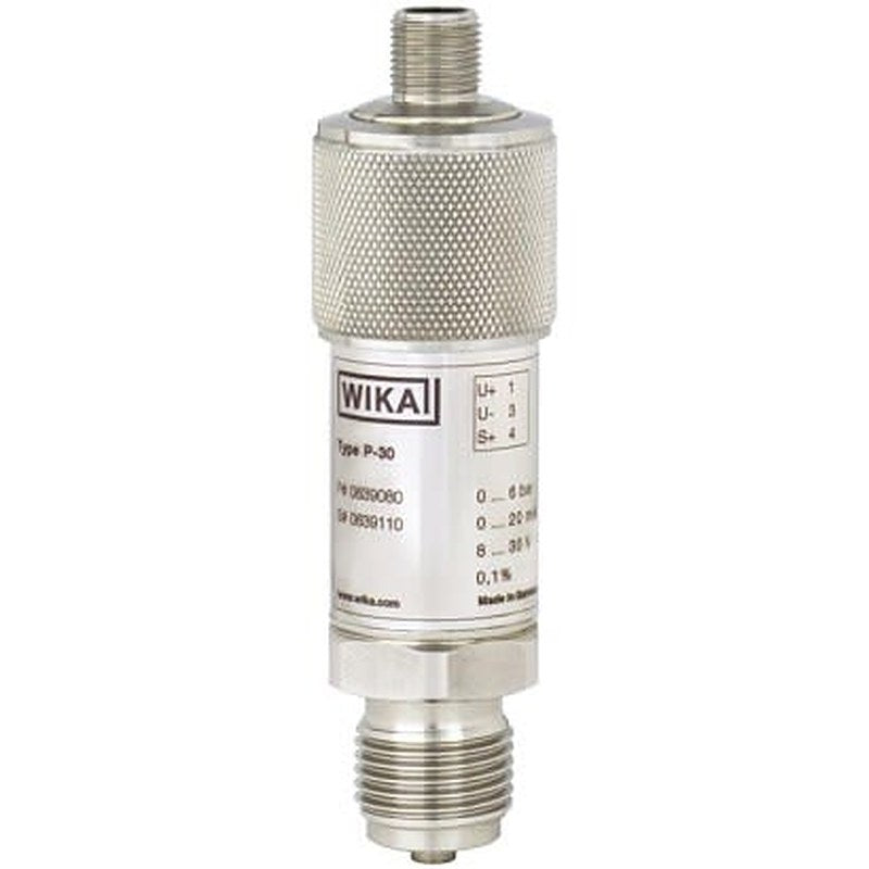 WIKA P-30 Series Pressure Sensor, 2-Wire, 4 to 20 mA Output 0 bar 6 bar, Gauge Reading