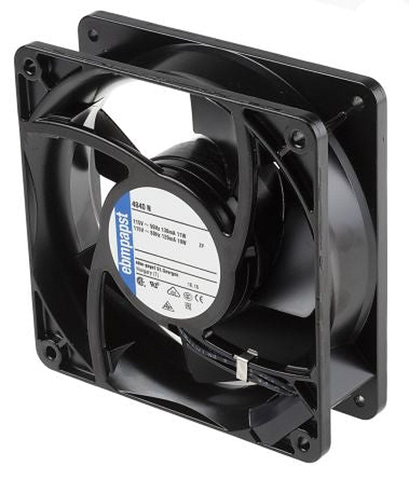 ebm-papst 4000 N Series Axial Fan, 115V ac, 85 m³/h, 10 W, 87 mA Max, IP65 119 mm, 119mm, 38 mm