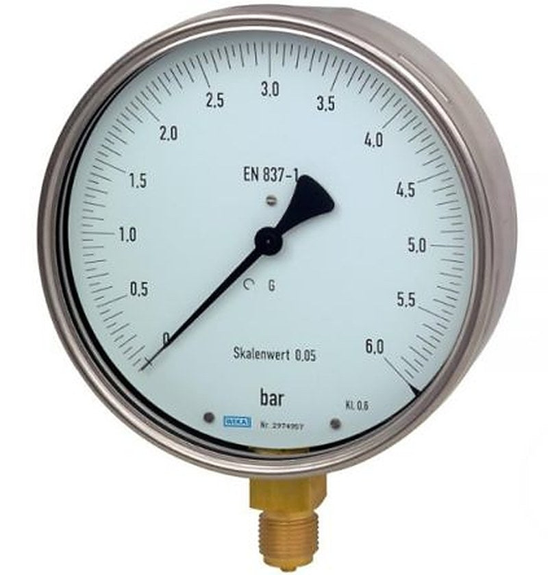WIKA 1/2 in NPT Process Pressure Gauge, 160 mm, 6 bar