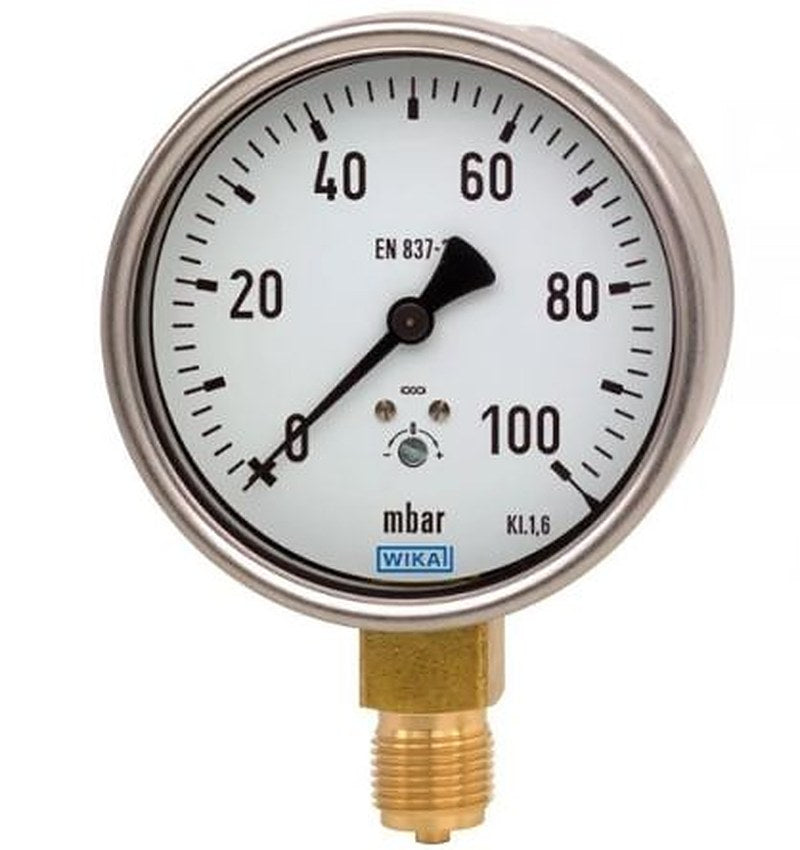 WIKA G 1/2 Process Pressure Gauge, 60 mbar