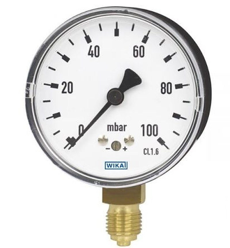 WIKA G 1/4 Pressure Gauge, 63 mm, 30 mbar