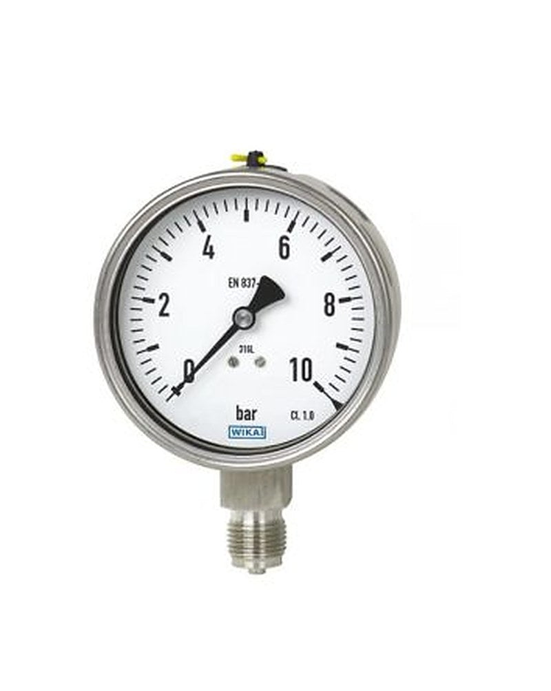 WIKA 1/2 in Diaphragm Seal Connector Pressure Gauge, 100 mm, 40 bar