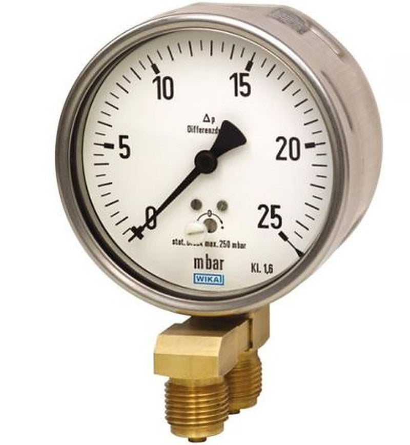 WIKA G 1/2 Process Differential Pressure Gauge, 100 mm, 2.5 kPa