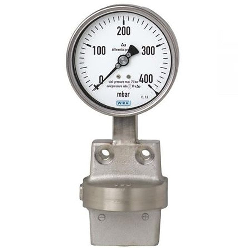 WIKA 1/2 in NPT NPTF Differential Pressure Gauge, 100 mm, 10 psi