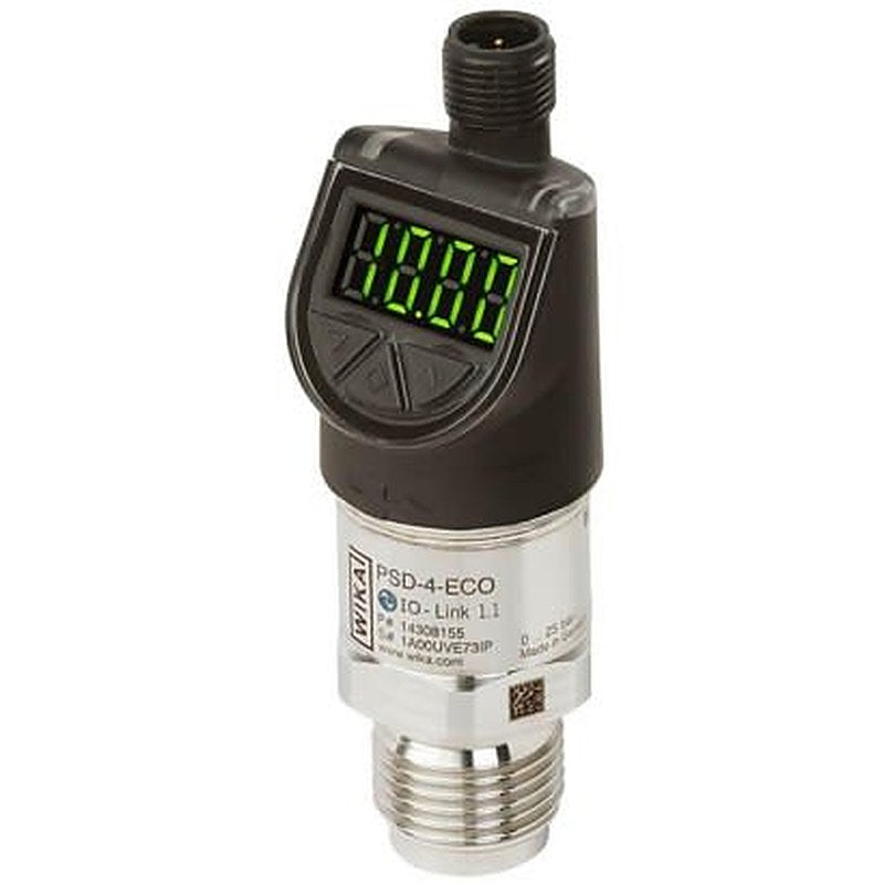 WIKA PSD-4-ECO Series Pressure Sensor, PNP Output 0 bar 250 bar, Gauge Reading