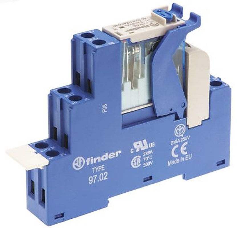 Finder 4C Series Interface Relay, DIN Rail, 24V dc Coil, DPDT, 20mA