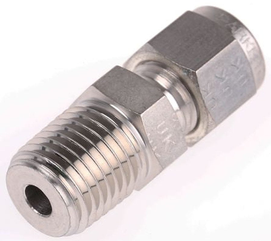 Parker Stainless Steel Pipe Fitting, Straight Elbow Coupler NPT Threaded 1/4 in